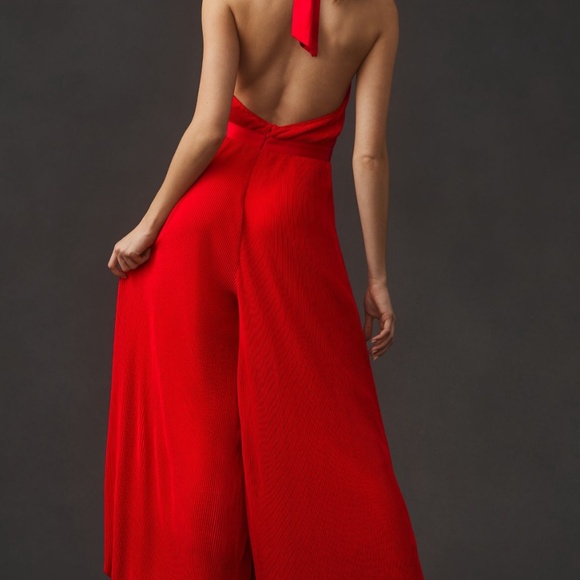 New By Anthropologie Plisse Halter Jumpsuit size 4 - Picture 3 of 4